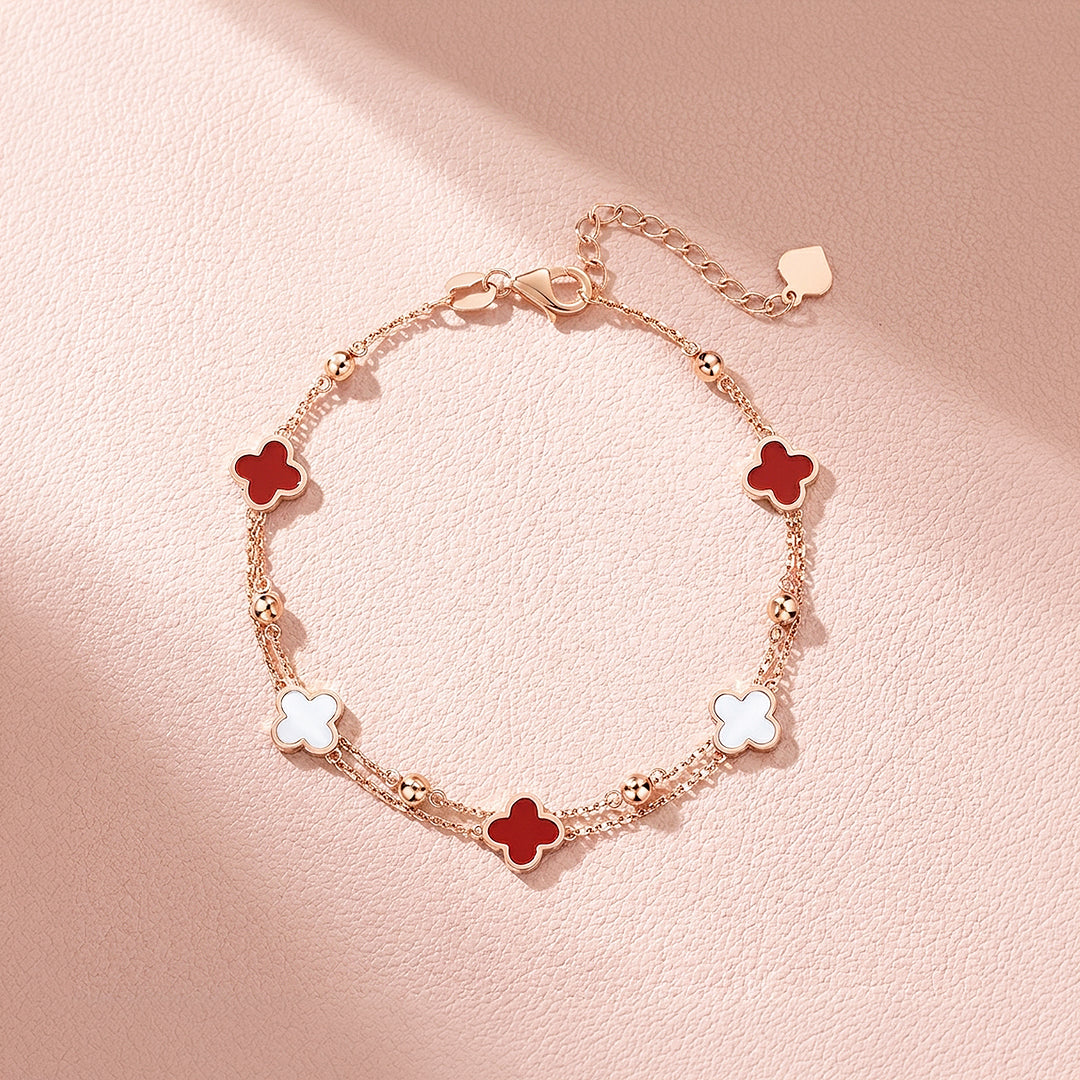 Red Clover Double-Strand Bracelet | Women&