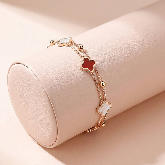 Red Clover Double-Strand Bracelet | Women&