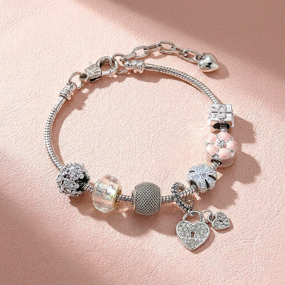 Twin Hearts Charm Bracelet | Diamond Simulant | Luxe6191