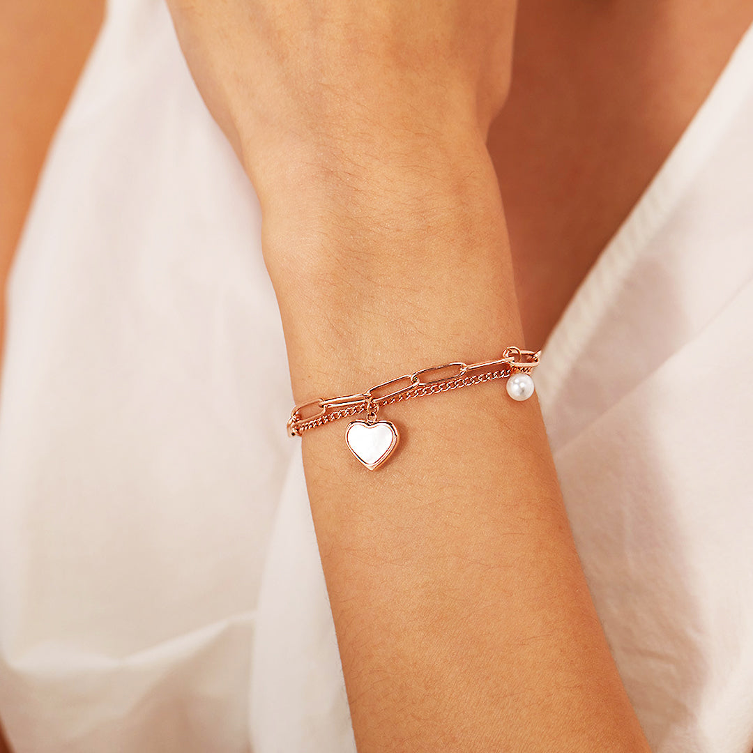 Paperclip Heart Bracelet | Mother of Pearl | Luxe6251 - bangle | Singapore Jewellery, Wedding Rings & Gifts | Same Day Delivery | Tiara.com.sg