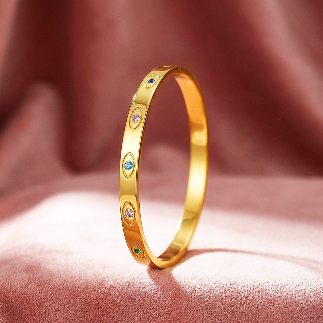 Evil Eye Gold Bangle | Luxe6275 - bangle | Singapore Jewellery, Wedding Rings &amp; Gifts | Same Day Delivery | Tiara.com.sg