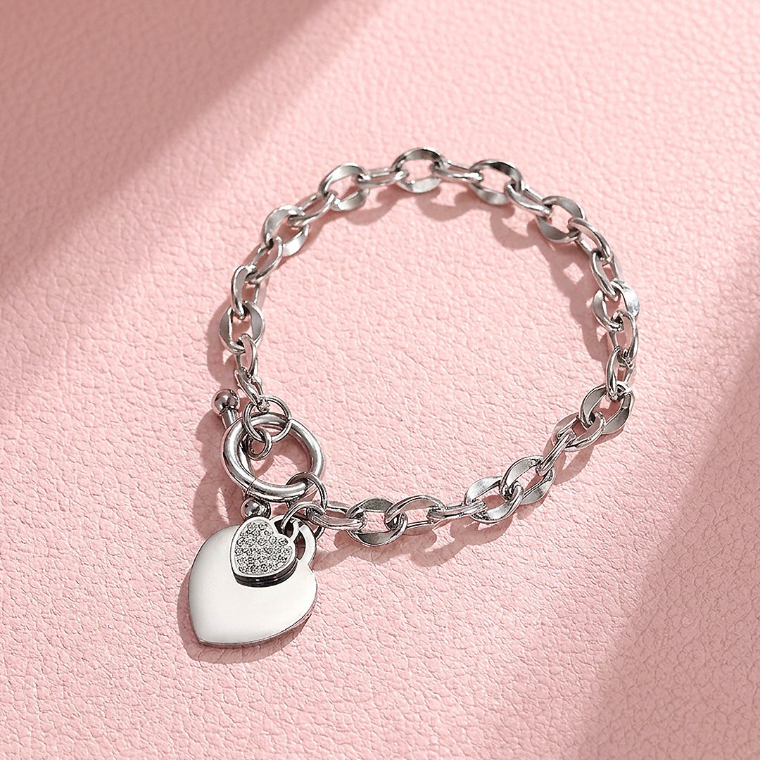 Heart Toggle Bracelet | Diamond Simulant | Gold | Luxe6311