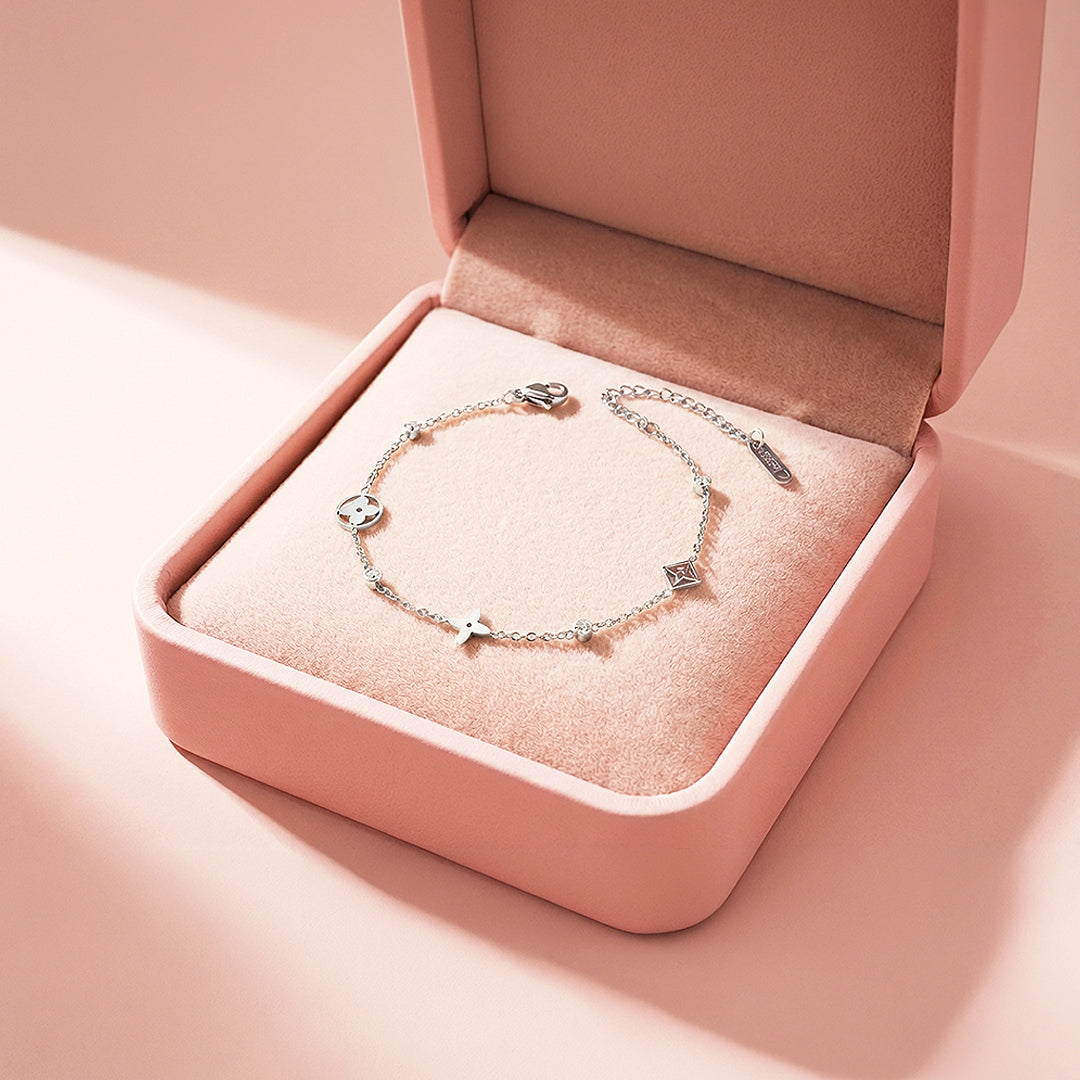 Geometric Floral Bracelet | Diamond Simulant | 18K Gold | Luxe6416 - bangle | Singapore Jewellery, Wedding Rings & Gifts | Same Day Delivery | Tiara.com.sg
