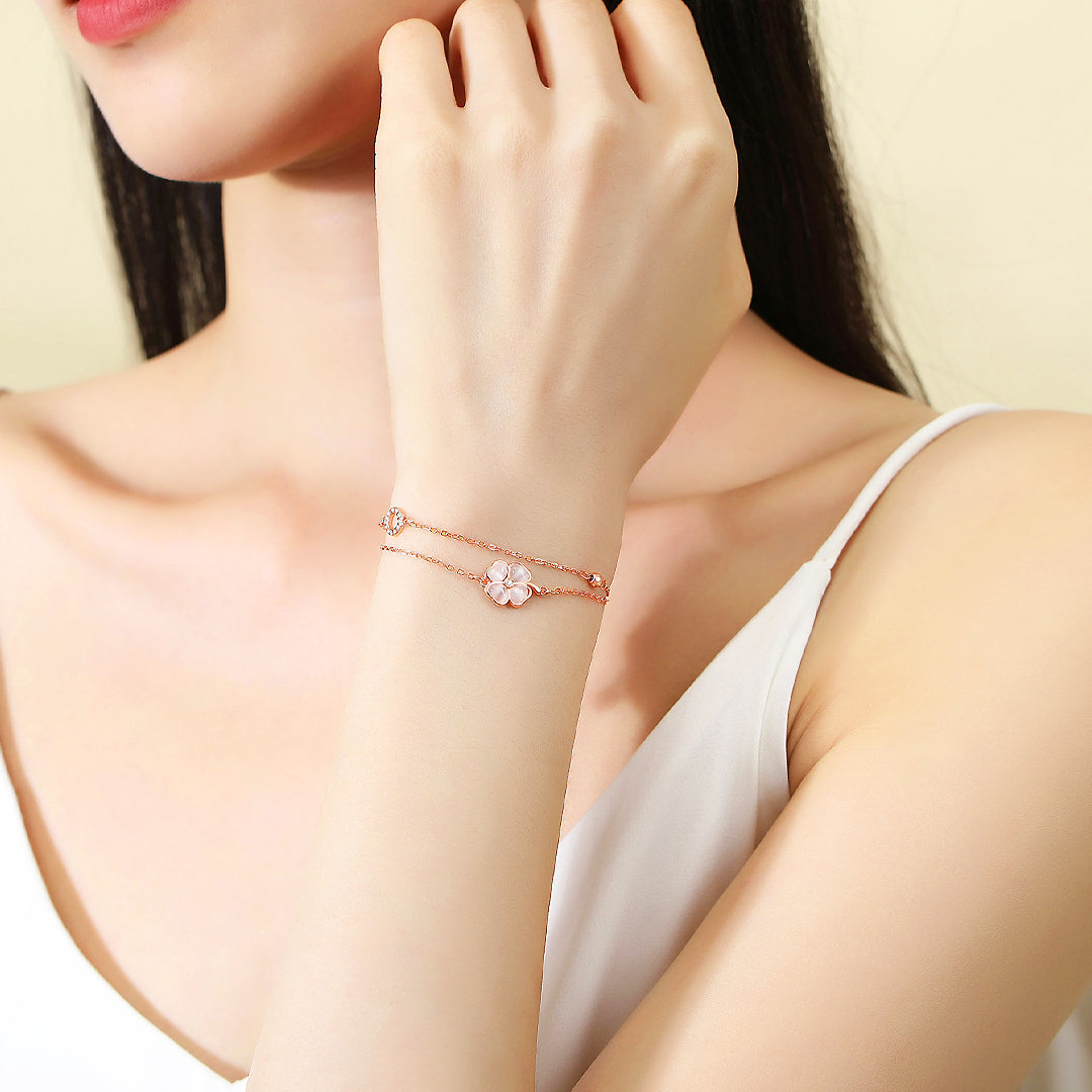 Cat’s Eye Clover Bracelet | Diamond Simulant | Luxe6452 - bangle | Singapore Jewellery, Wedding Rings & Gifts | Same Day Delivery | Tiara.com.sg