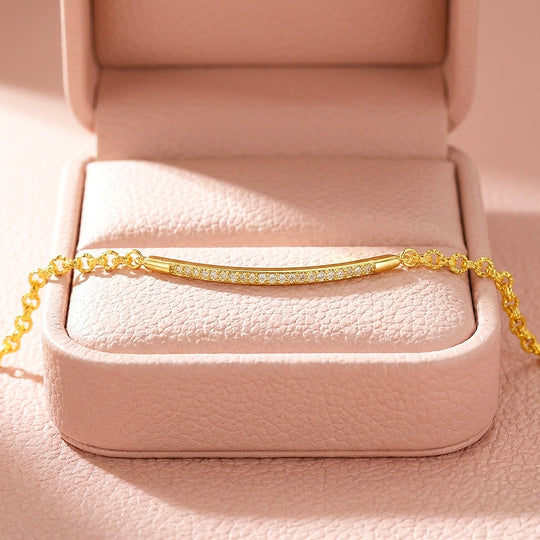 Curved Bar Pavé Chain Bracelet | Luxe6480