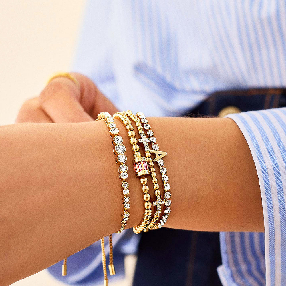 Luxe6497: The Golden Birthstone Bar Bead Bracelet