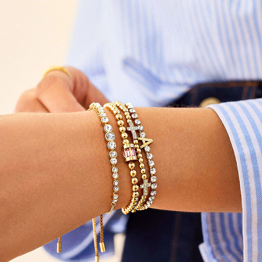 Luxe6497: The Golden Birthstone Bar Bead Bracelet