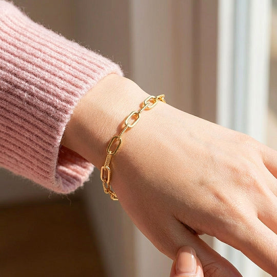 Paperclip Link Gold Bracelet | Luxe6507