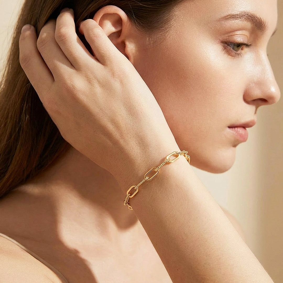 Paperclip Link Gold Bracelet | Luxe6507