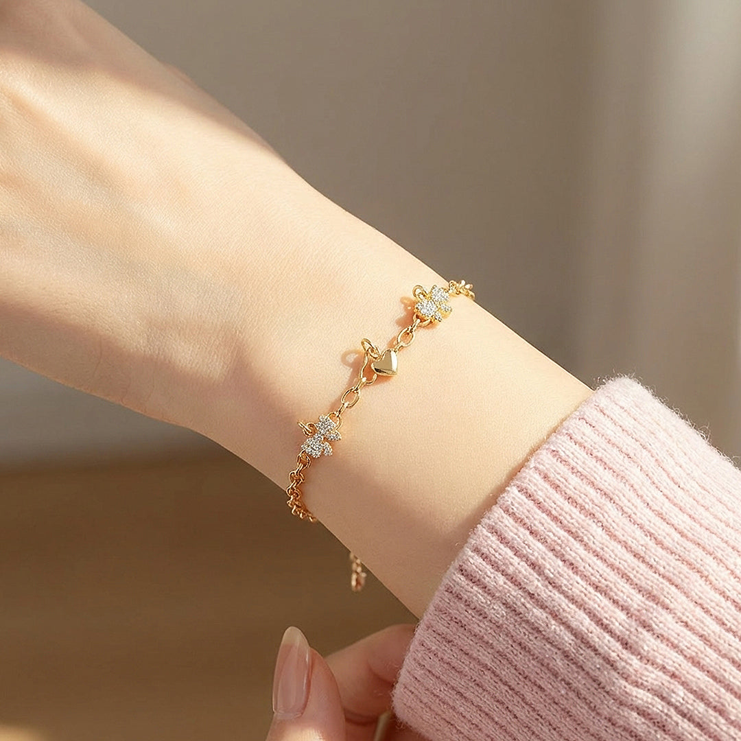 Pavé Bow &amp; Heart Charm Bracelet | Luxe6509