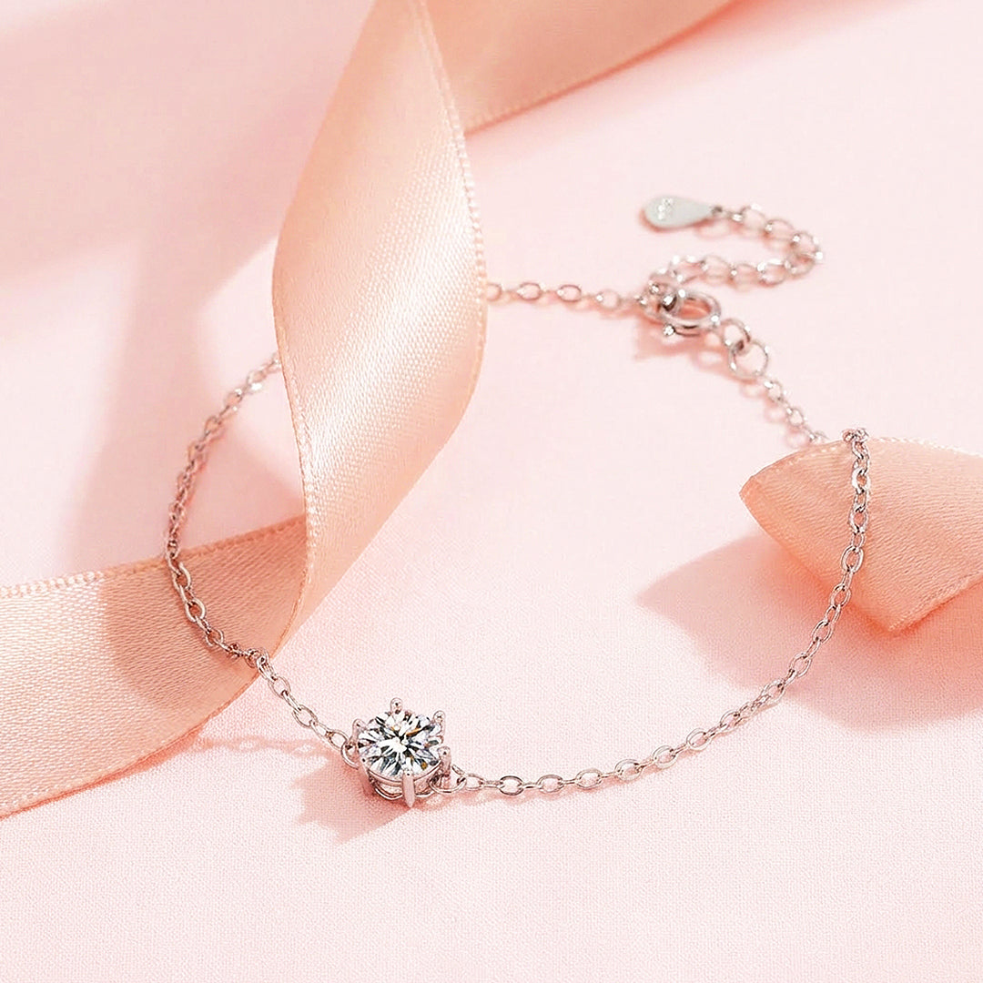 Solitaire Diamond Simulant Silver Bracelet | Luxe6510