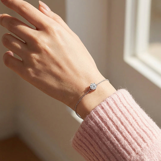 Solitaire Diamond Simulant Silver Bracelet | Luxe6510