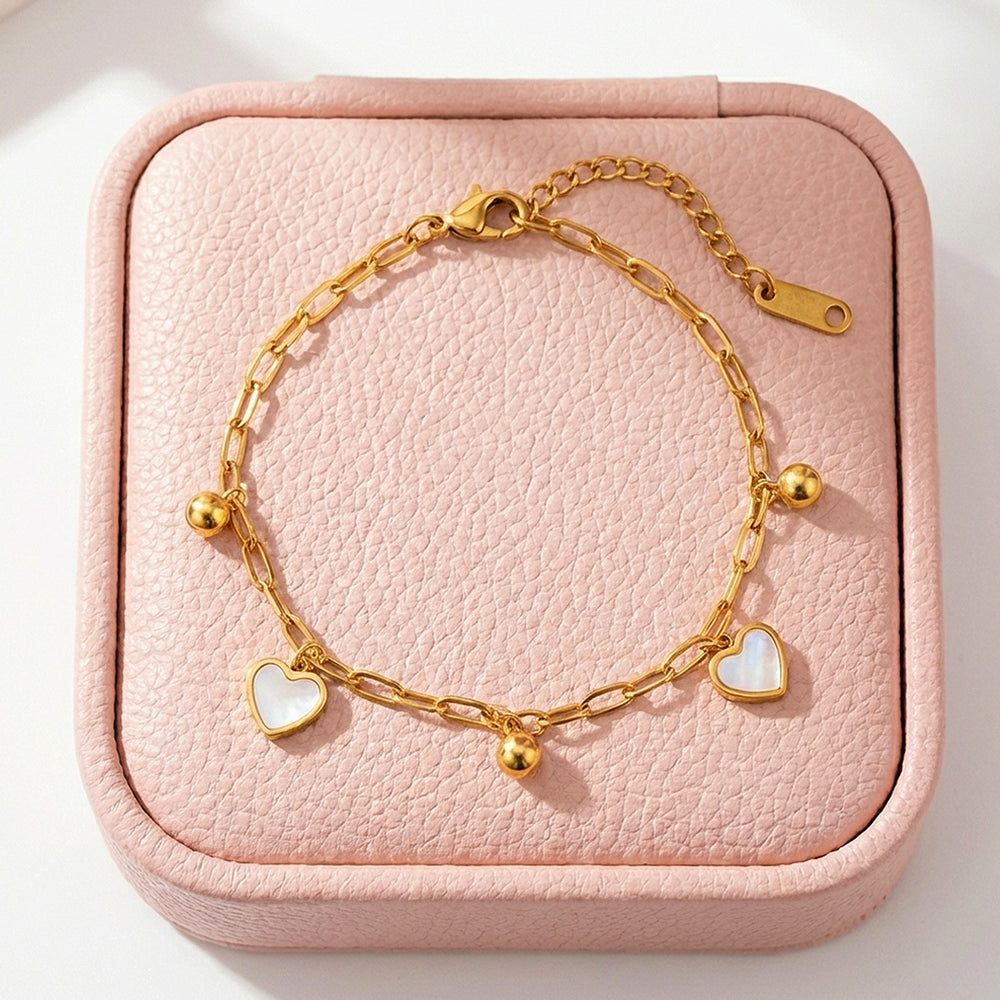 Heart & Gold Ball Charm Bracelet | Luxe6512