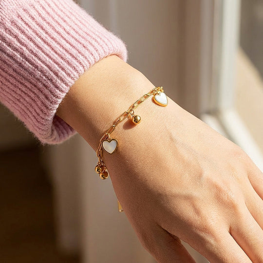 Heart &amp; Gold Ball Charm Bracelet | Luxe6512