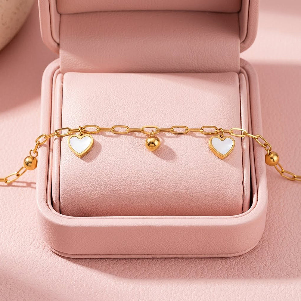 Heart & Gold Ball Charm Bracelet | Luxe6512