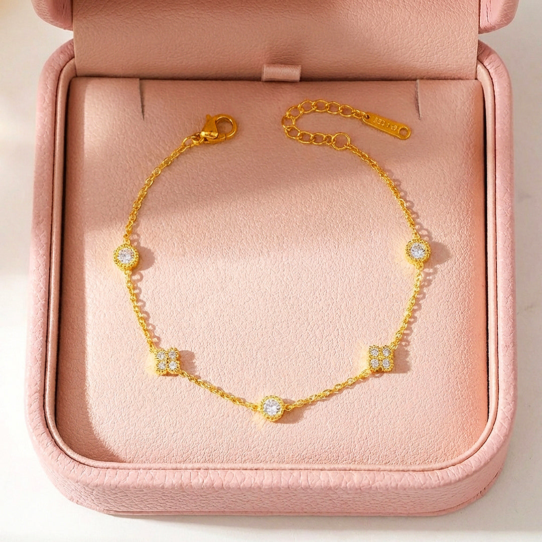 Floral &amp; Medallion Station Gold Bracelet | Luxe6514