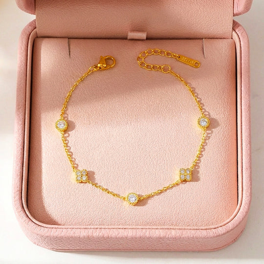 Floral &amp; Medallion Station Gold Bracelet | Luxe6514