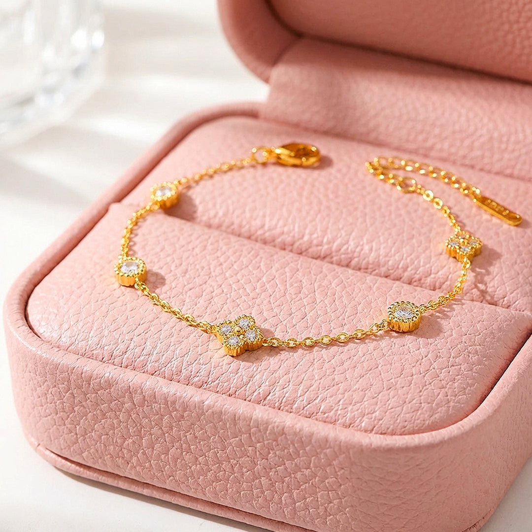 Floral &amp; Medallion Station Gold Bracelet | Luxe6514