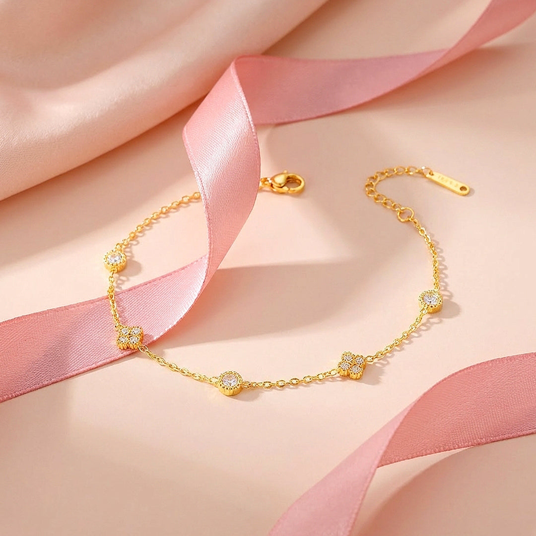 Floral &amp; Medallion Station Gold Bracelet | Luxe6514