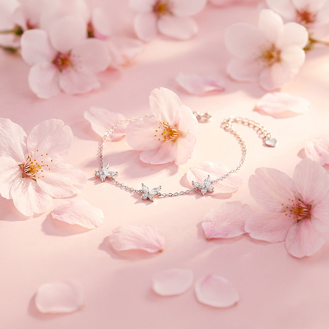 Butterfly Trio Charm Bracelet | Diamond Simulant | Luxe6537 - bangle | Singapore Jewellery, Wedding Rings &amp; Gifts | Same Day Delivery | Tiara.com.sg