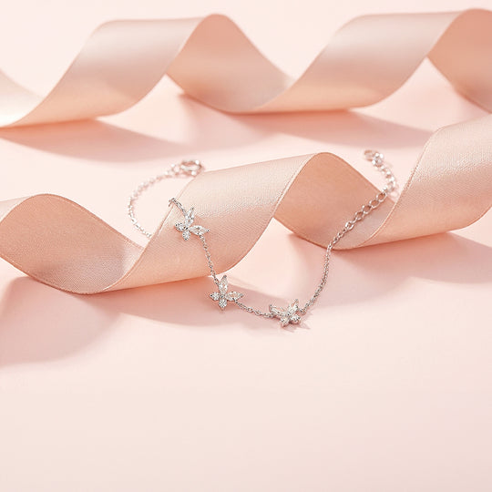 Butterfly Trio Charm Bracelet | Diamond Simulant | Luxe6537 - bangle | Singapore Jewellery, Wedding Rings &amp; Gifts | Same Day Delivery | Tiara.com.sg