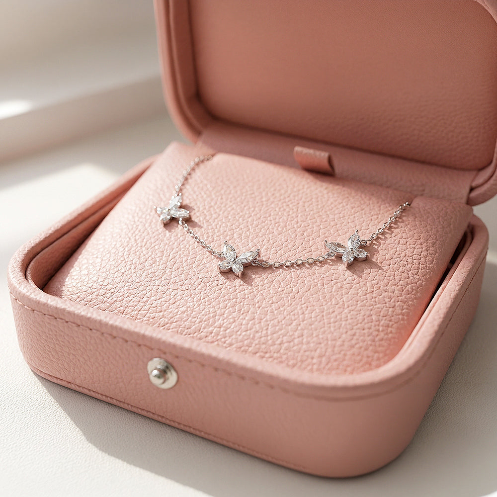 Butterfly Trio Charm Bracelet | Diamond Simulant | Luxe6537 - bangle | Singapore Jewellery, Wedding Rings & Gifts | Same Day Delivery | Tiara.com.sg