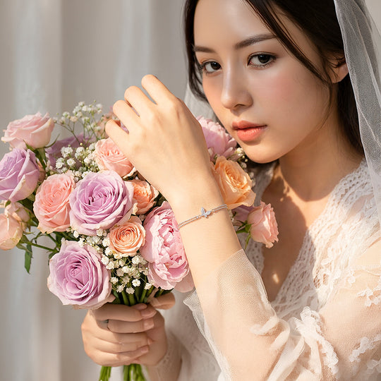 Butterfly Dual-Chain Layered Bracelet | Diamond Simulant | Luxe6538 - bangle | Singapore Jewellery, Wedding Rings &amp; Gifts | Same Day Delivery | Tiara.com.sg