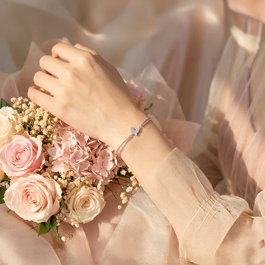 Butterfly Dual-Chain Layered Bracelet | Diamond Simulant | Luxe6538 - bangle | Singapore Jewellery, Wedding Rings &amp; Gifts | Same Day Delivery | Tiara.com.sg