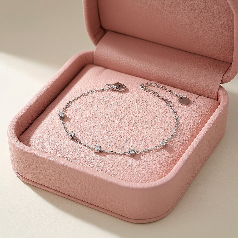 Minimalist Five-Stone Station Bracelet | Luxe6539 - bangle | Singapore Jewellery, Wedding Rings & Gifts | Same Day Delivery | Tiara.com.sg