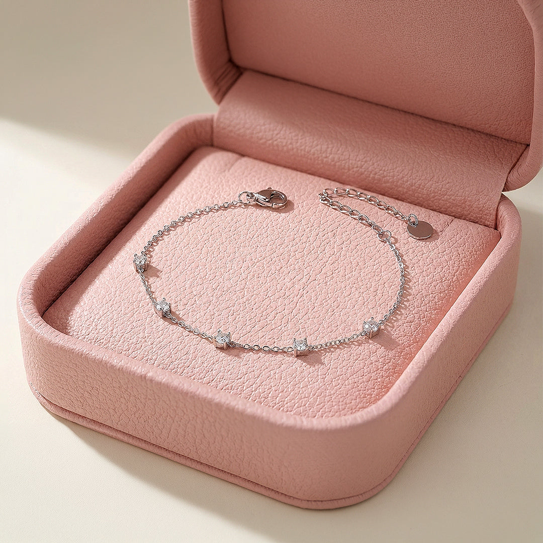 Minimalist Five-Stone Station Bracelet | Luxe6539 - bangle | Singapore Jewellery, Wedding Rings &amp; Gifts | Same Day Delivery | Tiara.com.sg