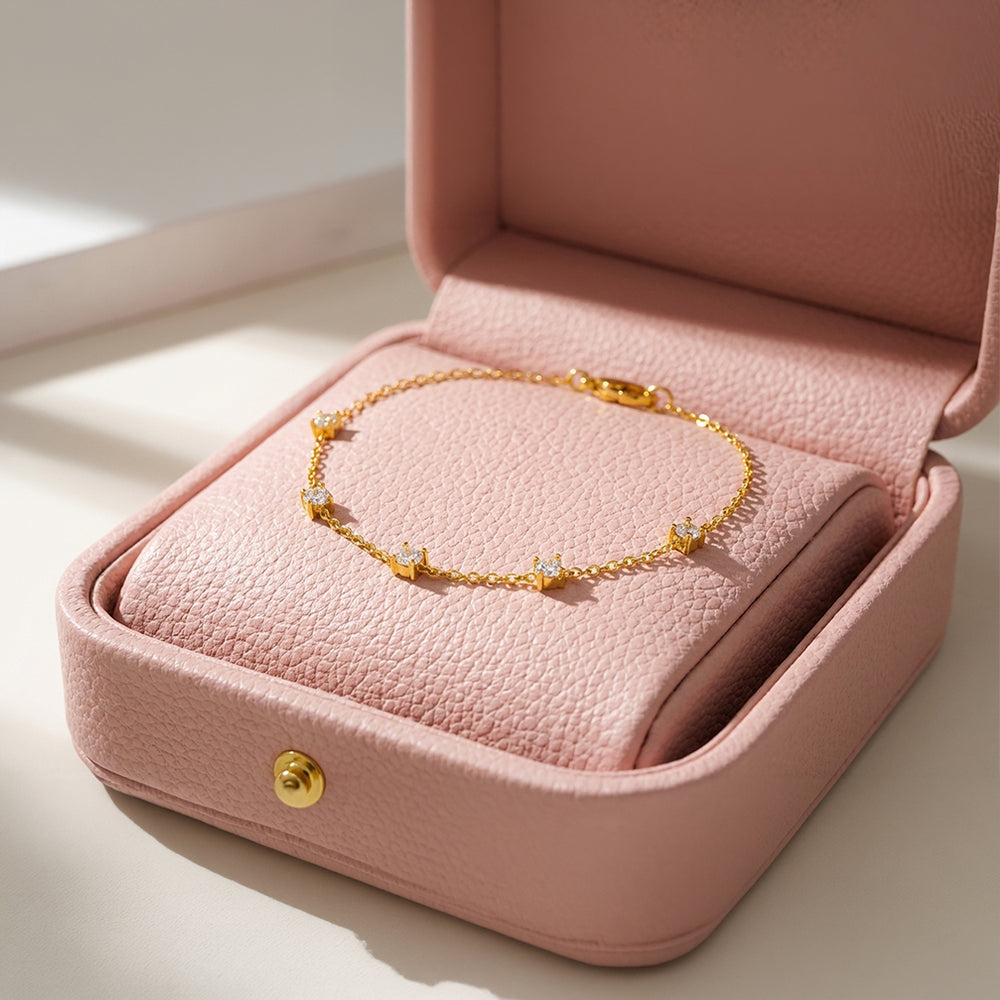 Minimalist Five-Stone Station Bracelet | Luxe6539 - bangle | Singapore Jewellery, Wedding Rings & Gifts | Same Day Delivery | Tiara.com.sg