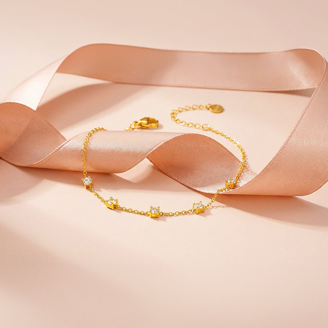 Minimalist Five-Stone Station Bracelet | Luxe6539 - bangle | Singapore Jewellery, Wedding Rings &amp; Gifts | Same Day Delivery | Tiara.com.sg