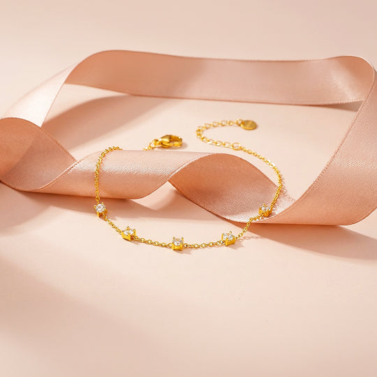 Minimalist Five-Stone Station Bracelet | Luxe6539 - bangle | Singapore Jewellery, Wedding Rings &amp; Gifts | Same Day Delivery | Tiara.com.sg