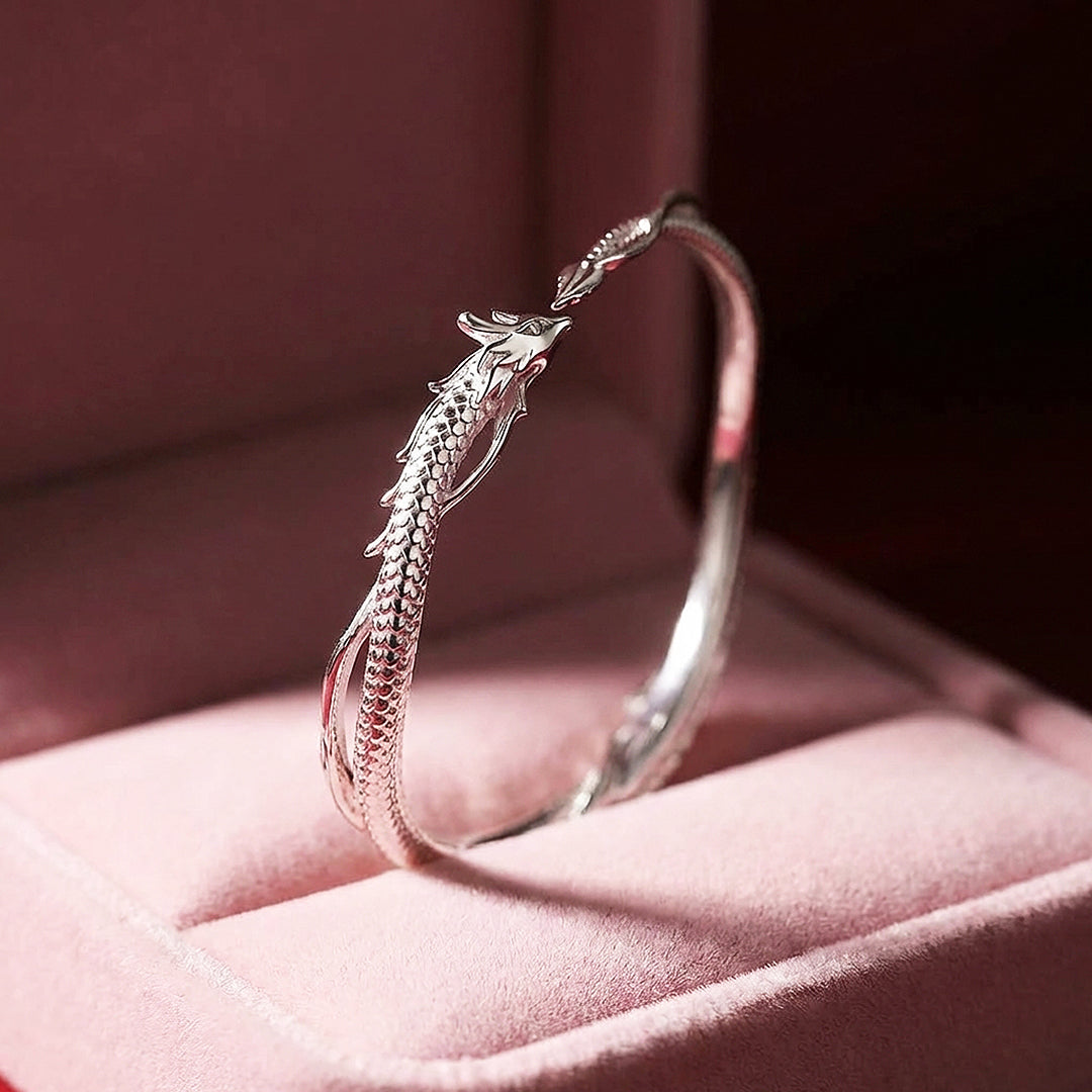 Dragon Sculpt Silver Bangle Bracelet | Luxe6541 - bangle | Singapore Jewellery, Wedding Rings &amp; Gifts | Same Day Delivery | Tiara.com.sg