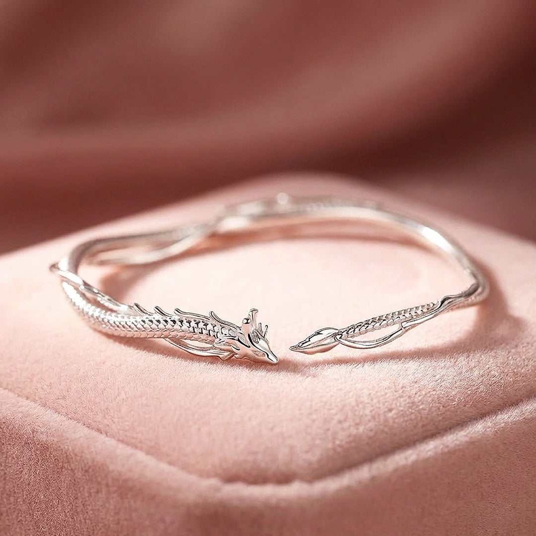 Dragon Sculpt Silver Bangle Bracelet | Luxe6541 - bangle | Singapore Jewellery, Wedding Rings &amp; Gifts | Same Day Delivery | Tiara.com.sg