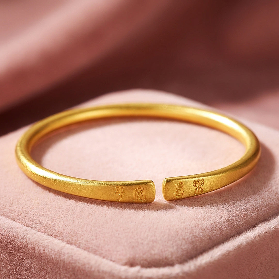Ping An Xi Le Engraved Gold Bangle Bracelet | Luxe6543 - bangle | Singapore Jewellery, Wedding Rings &amp; Gifts | Same Day Delivery | Tiara.com.sg