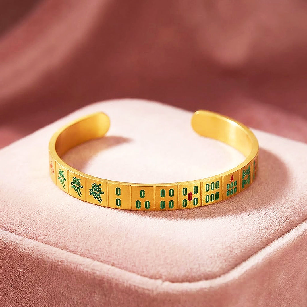 Mahjong Tile Enamel Gold Cuff Bangle Bracelet | Luxe6554 - bangle | Singapore Jewellery, Wedding Rings &amp; Gifts | Same Day Delivery | Tiara.com.sg