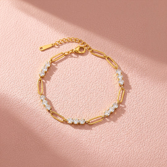 Elegant Gold Plated Paperclip Chain Bracelet | Luxe6563