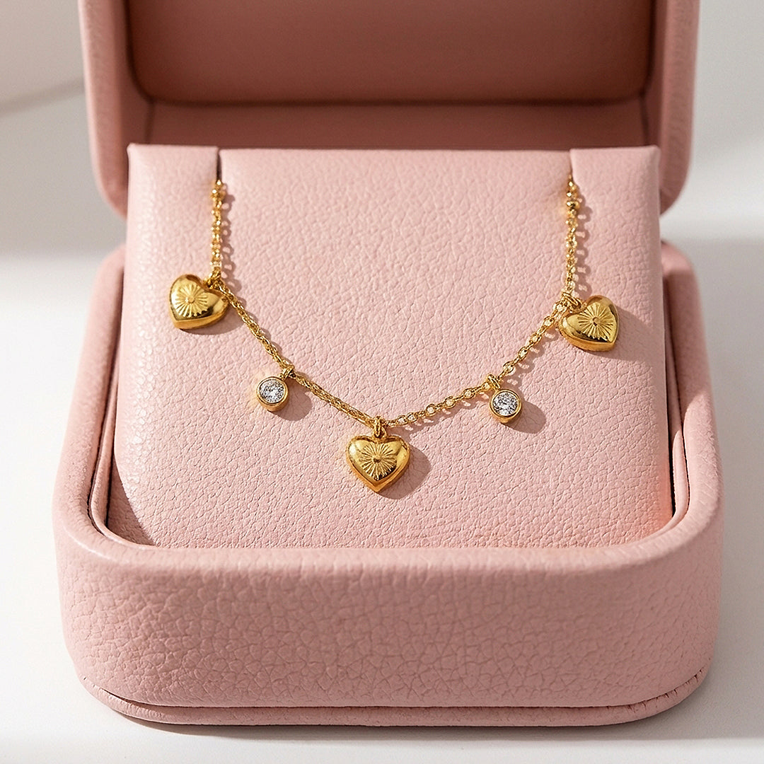 Dainty Gold Heart Charm Drop Bracelet | Luxe6570
