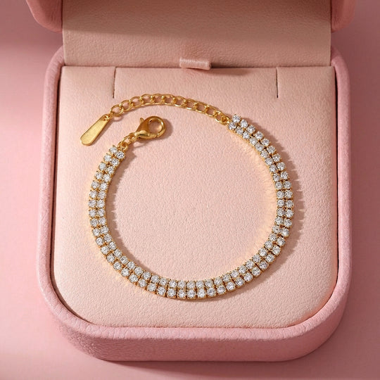 Bold Gold Double Row Tennis Bracelet | Luxe6572