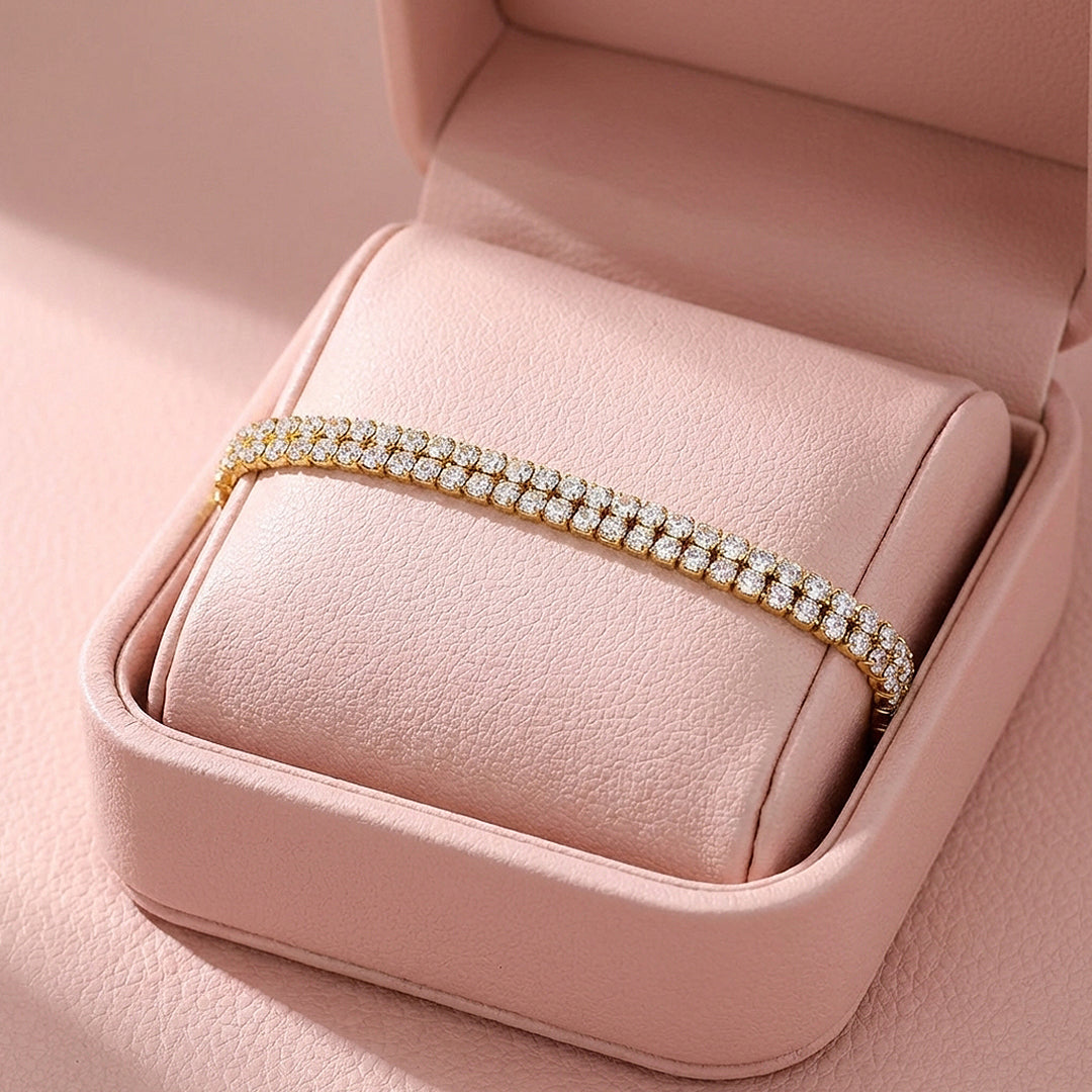 Bold Gold Double Row Tennis Bracelet | Luxe6572