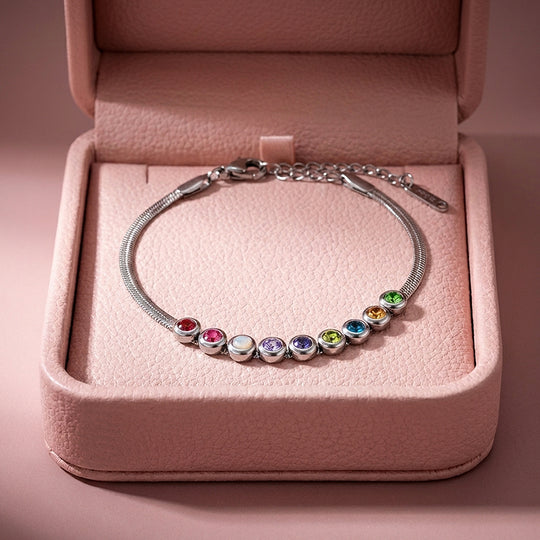 Rainbow Multi-Stone Snake Chain Bracelet | Luxe6574