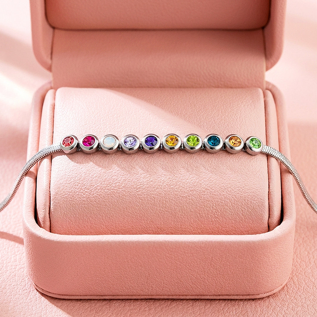Rainbow Multi-Stone Snake Chain Bracelet | Luxe6574