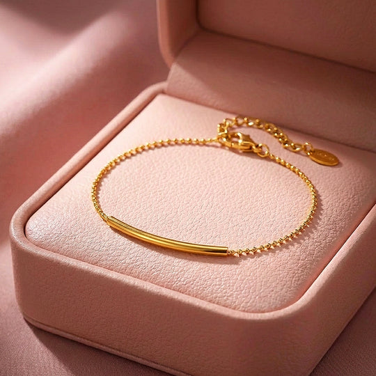 Curved Bar Beaded Chain Bracelet | Luxe6575
