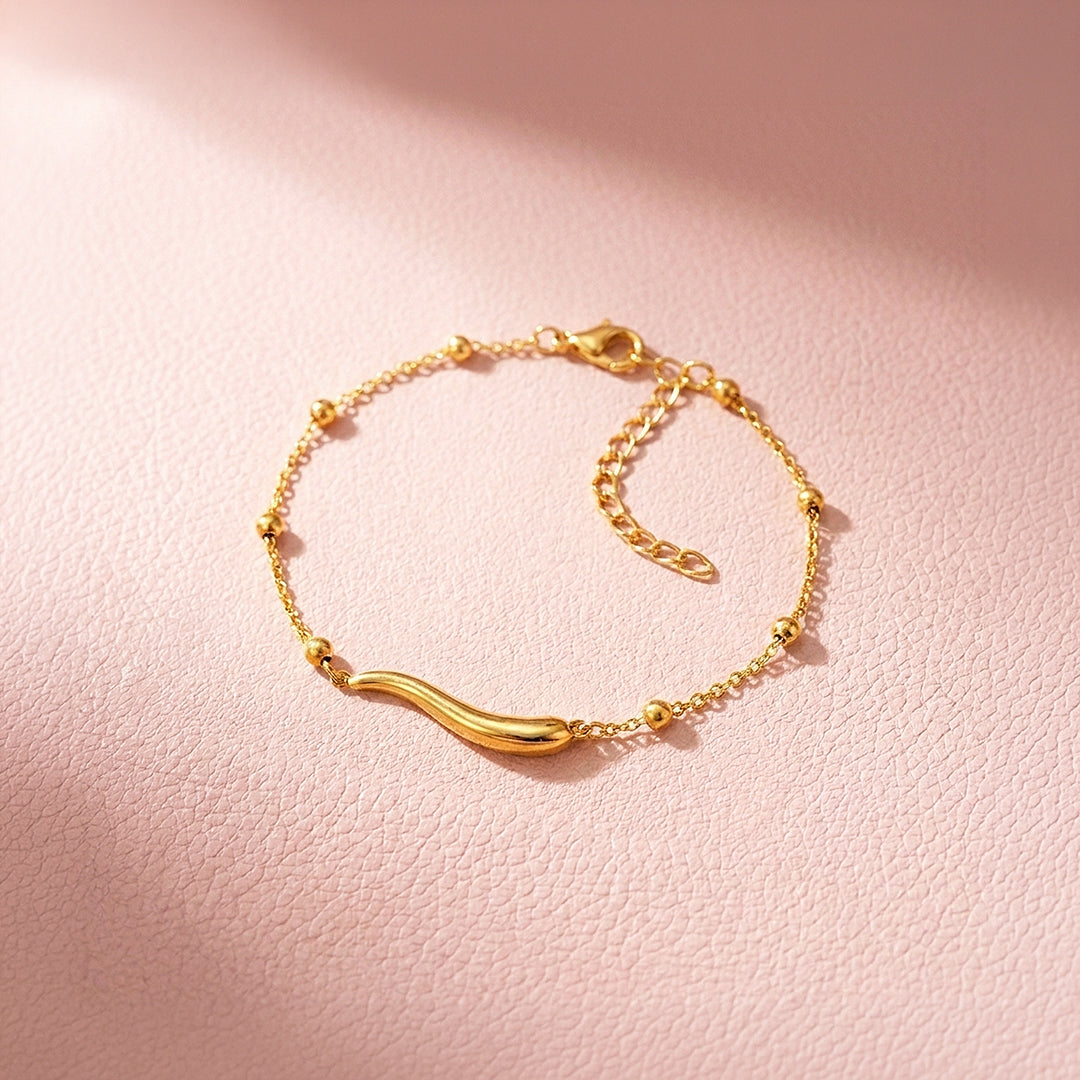 Wave Bar Beaded Chain Bracelet | Luxe6577