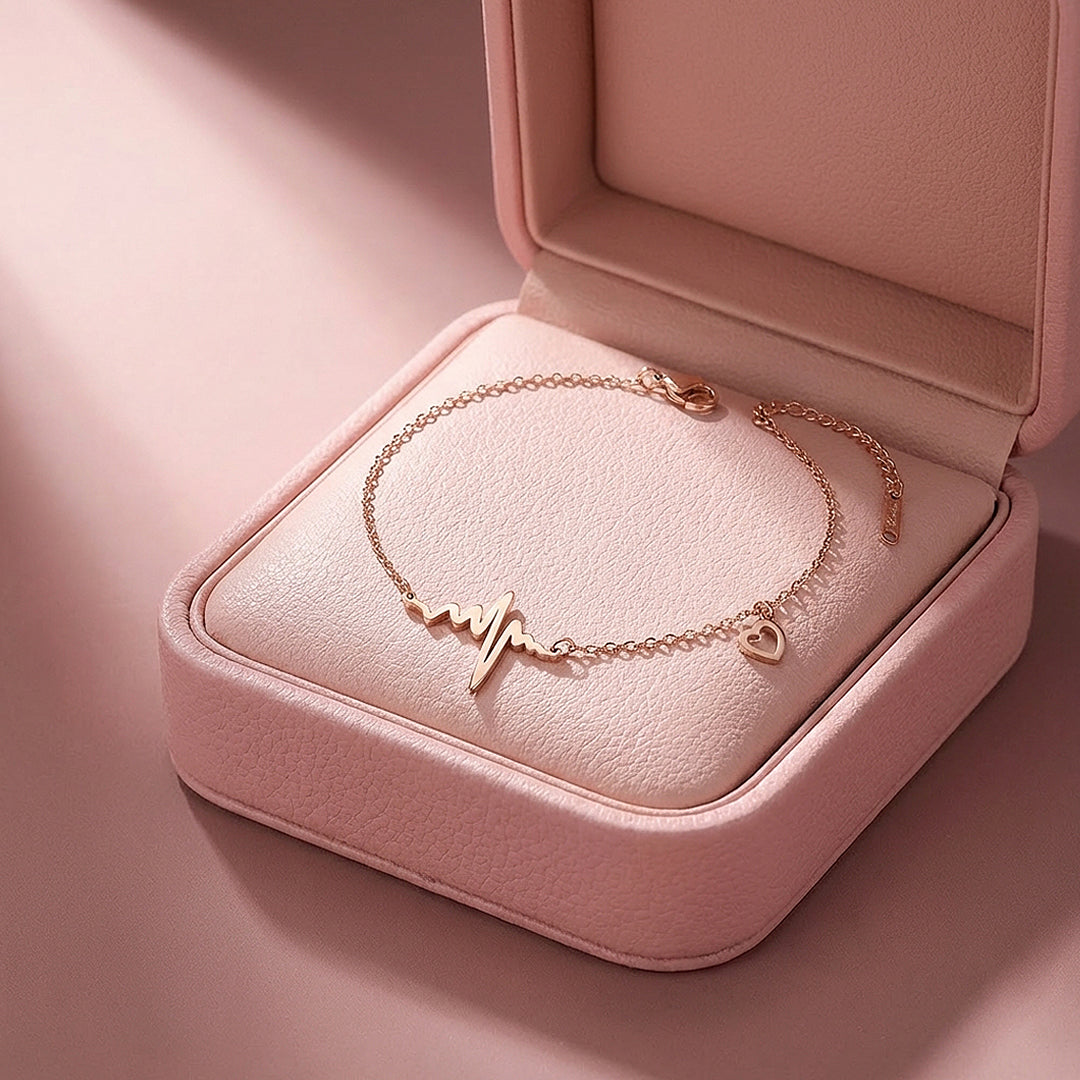 Heartbeat Heart Charm Chain Bracelet | Luxe6579