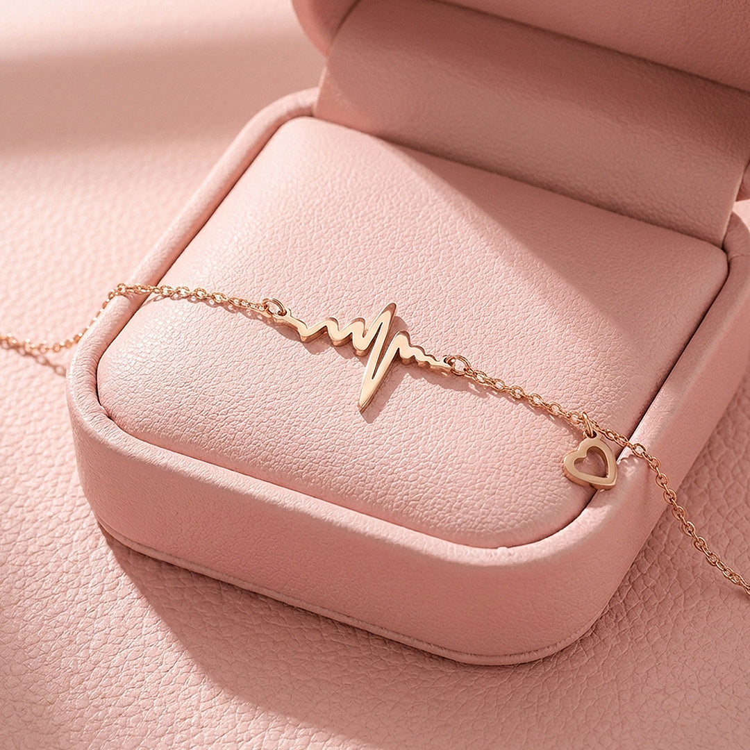 Heartbeat Heart Charm Chain Bracelet | Luxe6579