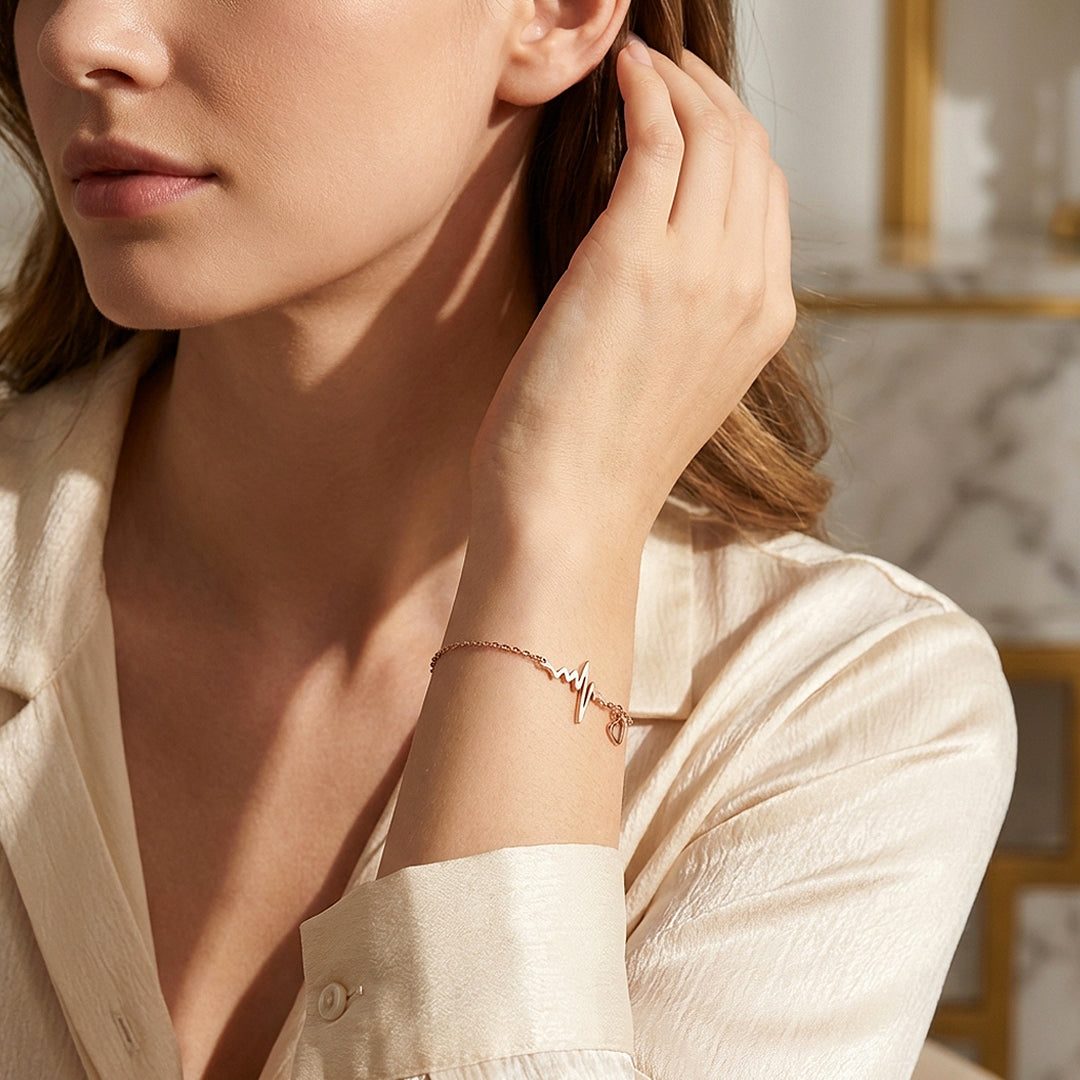 Heartbeat Heart Charm Chain Bracelet | Luxe6579