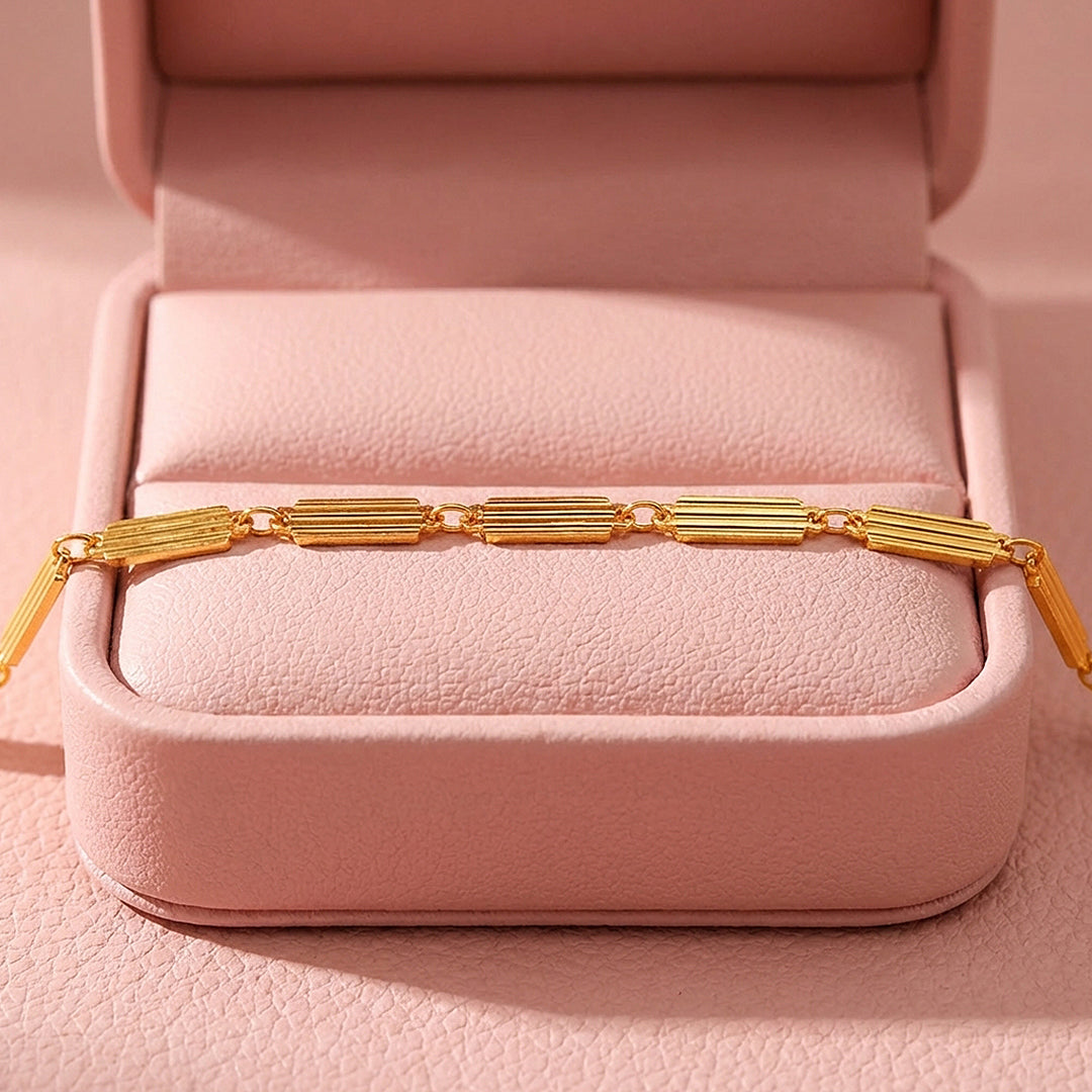 Ribbed Bar Station Chain Bracelet | Luxe6580