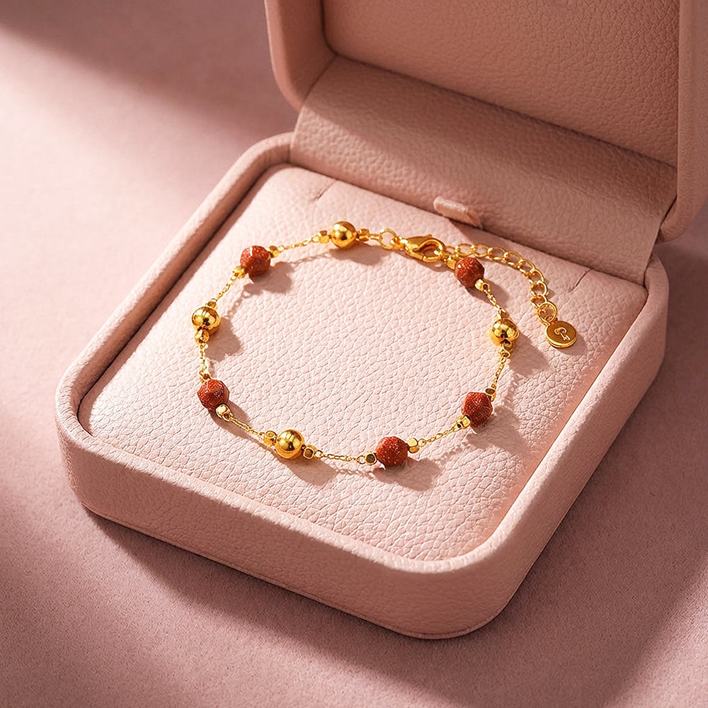 Natural Stone Beaded Chain Bracelet | Luxe6581